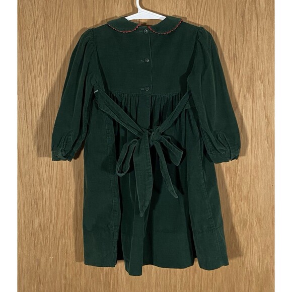 Karla Lacayo Pour Vive Le Fete Girls 18M Christmas Dress Santa Green Corduroy - Picture 2 of 10